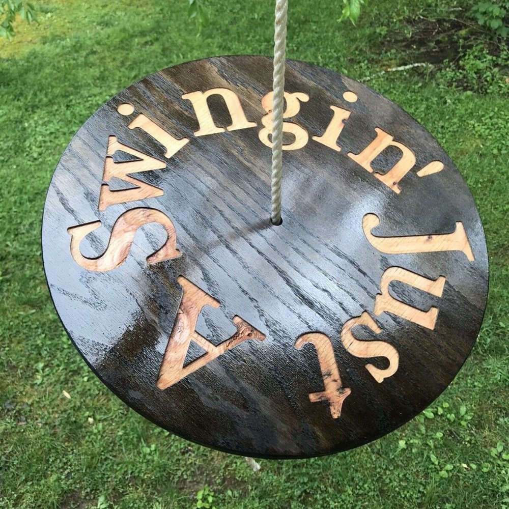 Handmade Wooden Tree Swing Disk Rope Outdoor 18”
